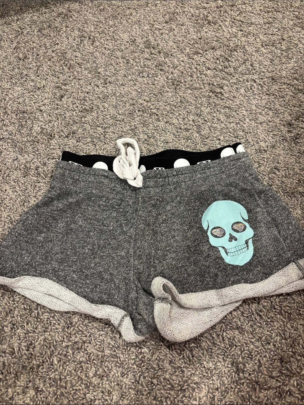 No Boundaries Gray Lounge Shorts with Mint Skull